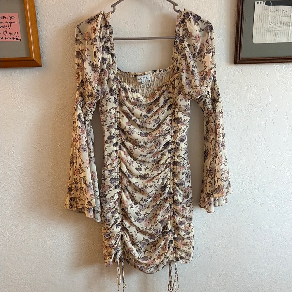 Floral Print Ruched Dress